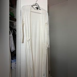 Long Cardigan with Pockets Cream XS